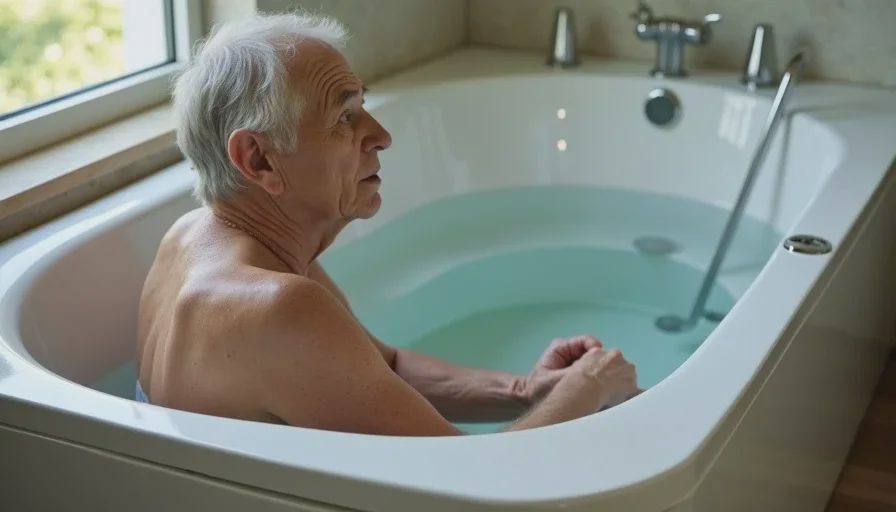 Reality of walk-in tub – waiting for water.