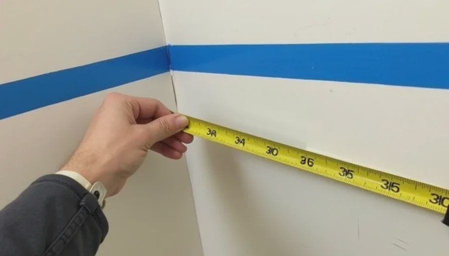 Measuring grab bar height and marking exact location.